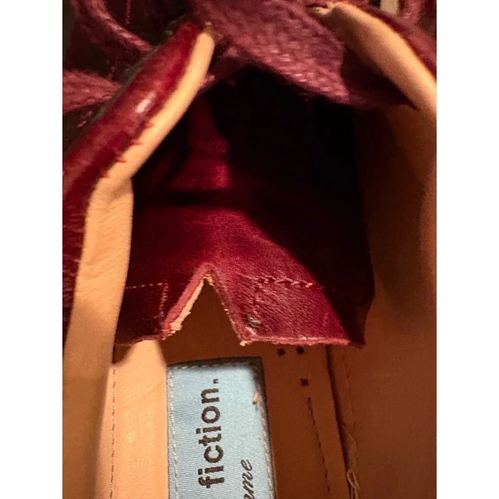 Modern Fiction Homme Mens Sneakers‎ Leather 10.5 Burgundy Low Top Contrast Heel